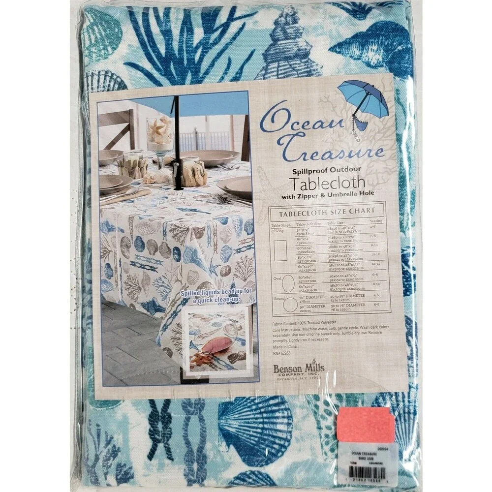 Printed Fabric Tablecloth w/Zipper & Umbrella Hole,60